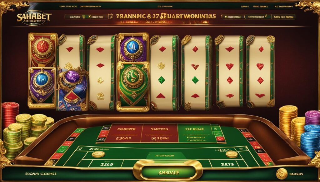 Sahabet Casino bonus ve promosyonları tablosu